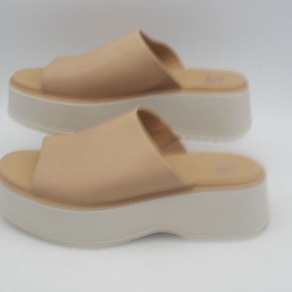 NEW SOREL Women's 10 Dayspring Slide Platform Shoes Sandal Velvet Tan Brown - Picture 2 of 7